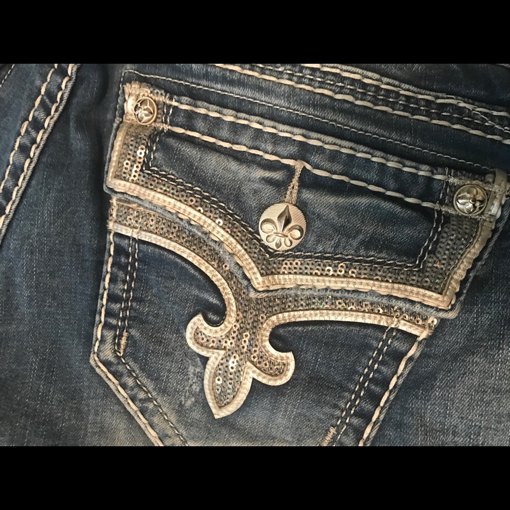 Rock Revival Blue Jean Shorts with Silver Accents
